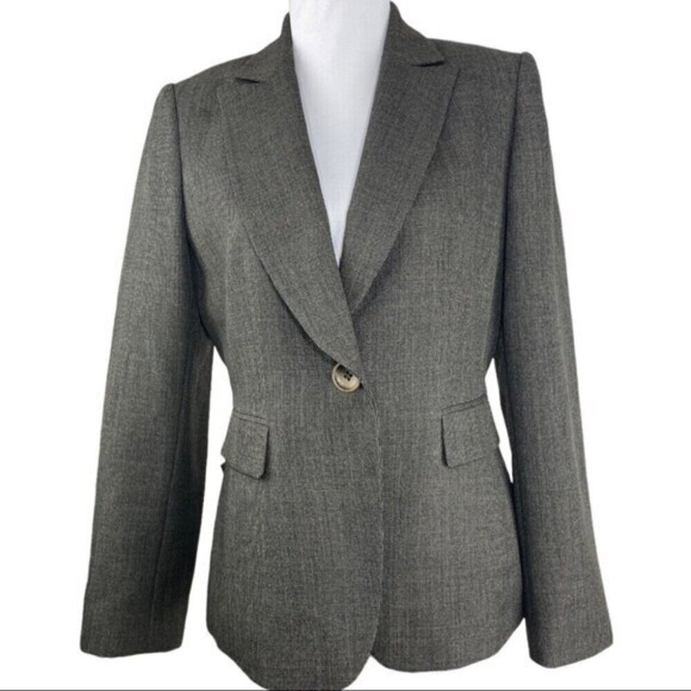 Tahari Arthur S Levine Womens Brown Textured Single Button‎ Blazer Jacket Size 8